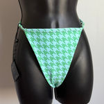 Skatie  sz L‎ Green Houndstooth High Cut Bikini Bottoms (NWT) Photo 0