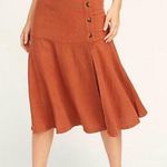 Free People  Catching Feelings Linen-Blend Button Front Midi Skirt – 12 (NWOT) Photo 0