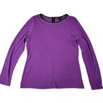 Worthington Purple Long Sleeve Rhinestone Embellished Zipper Neck Top Shirt L Photo 5