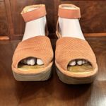 Fly London  Yake Perforated Leather Wedge Sandals Rose Pink EU 43 US 12 Photo 2