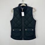 J.Crew Puffer Vest Snap Pockets Black Gingham Classic Lightweight Womens XS NWT Photo 2