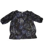 Just My Size  Floral Pullover Blouse 3/4 Sleeve  Womens  2X (18W-20W) Navy Blue Photo 1