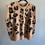 Anthropologie One Size Leopard Cheetah Sweater Vest, Tan & Black | OS Photo 2