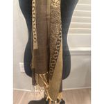Elegant Brown Gold Paisley Print Scarf Wrap Fringe Viscose Acrylic winter boho Photo 1