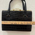 Unique Vintage DOFAN France Black Alligator Croc Embossed Leather Clutch Handbag Photo 8