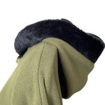 Womens Hooded Cape Fleece Poncho Fur Trim Green Size OS Le Moda u Photo 4