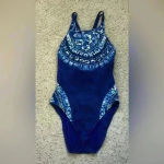 La Blanca Boho Tie Dye One Piece Swimsuit Blue Size 6 Photo 2