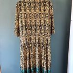 Signature By Robbie Bee XL Knot Front A Line Yellow Black 3/4 Sleeve Ethnic Midi Photo 2