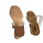 Schutz  Victorie Beige Cork & Transparent Vinyl Block Heel Sandals Womens Size 10 Photo 5