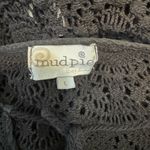 Mud Pie Women’s Emma Black Crochet Tie Neck 3/4 Sleeve Swim Coverup Large Photo 3