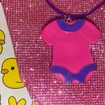 Boutique Adult Baby Shower Onesie Necklace Gag Gift Gender Reveal Party Favors Pink Photo 8