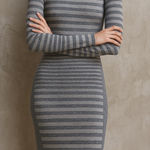 Alexander Wang  gray striped bodycon long sleeves sweater‎ dress small minimalist Photo 0