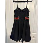 Roz & Ali Black Sleeveless Dress With Red Rose Embroidery At Waistline Photo 11
