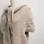 Far Away From Close Oatmeal Beige Knit Hooded Short Sleeve Snap Button Cardigan Photo 2