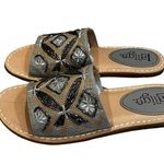 Latigo  Vella Embellished Slide Sandal In Silver Canvas, Sz 9.5 Photo 4