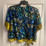 Anthropologie  100% Viscose Clara Print Velvet Trimmed Top Size Large Photo 1