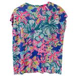 Lilly Pulitzer Shirt Women Medium Pink Blue Floral Linen Sleeveless Resort Boho Photo 1
