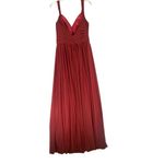Kleinfeld Cold Shoulder Long Bridesmaid Gown Dress in Cranberry Size 12 Red Photo 2