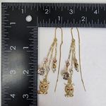 Gold Filled Threader Dangle Earrings Owl and Zirconia Stones Red Photo 4
