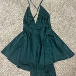 SheIn Dark Green Silk Romper Photo 1