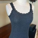 Aerie Dark Gray Lace Trim Tank Top Photo 2