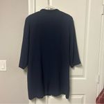 Eileen Fisher 100% Silk Georgette Crepe Long Blazer Navy XL Photo 5