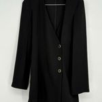 Mango Women Mini Black Blazer Dress Deep V Neck Size Small Long Sleeve Photo 1