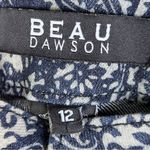 Beau Dawson Size 12 Navy Blue & Gray Denim Paisley Jeans 5 Pockets & Belt Loops Photo 8