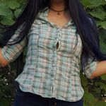 Timing mint and gray plaid top Photo 0