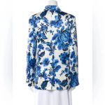 Christian LaCroix 786  Floral Silk Blazer Size XS Color White Blue Photo 2