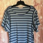 Coastal Comfort Blue Stripe Relaxed Fit Flowy Flutter Sleeve Dress Size XL Photo 4