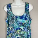 Vintage 90s Babydoll Dress Sleeveless Relaxed Fit Pockets Blue Green Tropical Size L Photo 2
