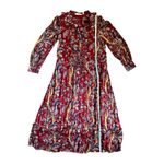 & Other Stories & Other Stories Red Floral Print Midi Dress Lined Tie Waist Size 6 Boho Cottage Photo 3