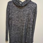 Gap Grey Black Burnout Cowlneck Sweater Long Sleeve Tunic Ribbed Sleeves Medium Photo 0