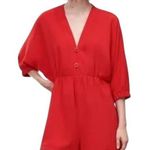 ZARA NWOT ~ Red Low Cut Playsuit Romper Short Onesie Jumpsuit ~ Women's Size XL Photo 0