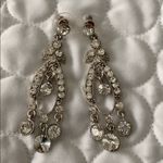 Women dangling Silver and crystals studs earrings jewelry Photo 2