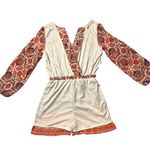 GB Floral/Paisley Print Romper Long Sleeve Drawstring Waist Boho Chic Size Large Photo 11