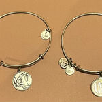 ALEX AND ANI  Charm Bangle Bracelets “Because I Love You” and “Love” Silver tone Photo 0