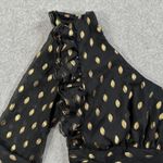 DO+BE One Shoulder Black and Gold Ruffle Blouse Women's Small Cropped Ruched Photo 2