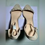 Madden Girl  Bitsyy Blush Suede‎ Block Heel With Faux Pearls Strappy Party New 9 Photo 11