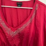 Torrid OLD TAG Plus Size Raspberry Red Beaded Sequin Satin Kimono Sleeve Blouse Photo 3
