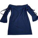 Vince Camuto Navy Blue Off the Shoulder Bell Sleeve Dress Photo 0