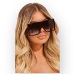 new Oversize Retro Flat Top Translucent Sunglasses ☀︎︎ Black / Blue Pink Lens Photo 3