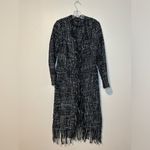 Boston Proper  Metallic Tweed Duster Cardigan Sz 4 Fringe Holiday Party Photo 1
