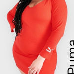 Puma New  Classic Ribbed Bodycon Dress Poppy Red Plus Size 2X Photo 0