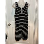 Ecowish  Womens Black White Stripe Sleeveless Keyhole Romper Drawstring Waist XXL Photo 2