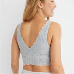 Aerie Lace Waffle Longline Bralette in Light Gray Size S New Photo 3