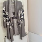 Show Me Your Mumu  Mellow Open Cardigan Waterfall Knit Med Gray Aztec Snowflake Photo 5