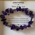 NWT Amethyst Mind, Body & Soul Deep Purple Stone Stretch Bracelet Photo 1