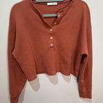 Wilfred Free Mavis Henley Ribbed Cropped Long Sleeve Top Sz M Terracotta Brown Size M Photo 0